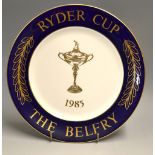 Scarce 1985 Ryder Cup Golf Aynsley Bone China Commemorative Plate - played at The Belfry and limited