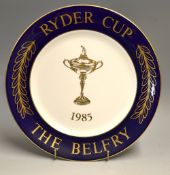 Scarce 1985 Ryder Cup Golf Aynsley Bone China Commemorative Plate - played at The Belfry and limited