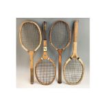4x Concave Wedge Tennis Rackets – To incl Swift, Forrester & Sons Jewel, Spalding greenwood centre