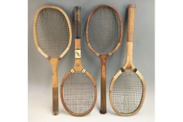 4x Concave Wedge Tennis Rackets – To incl Swift, Forrester & Sons Jewel, Spalding greenwood centre
