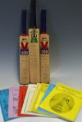 3x Signed Miniature Cricket Bats signed by various players and speakers attending the Cheltenham