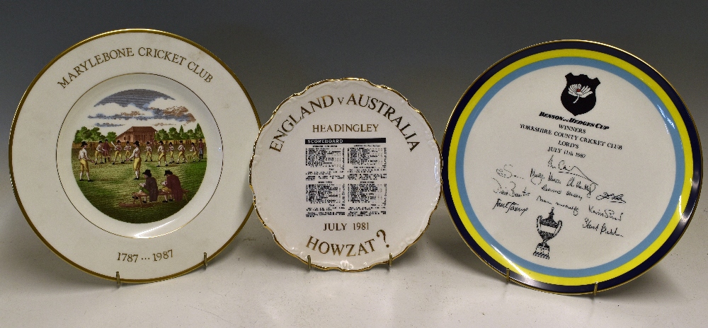 Collection of Cricket China and Glass ware To include Spode Bicentenary 1787 – 1987 two handled mug, - Image 3 of 3