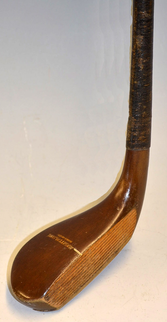Auchterlonie stained dogwood late longnose putter c.1900 –stamped “Hand Made” to the crown dark, D&W