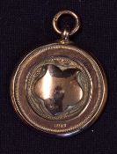 9ct Gold Cricket fob Medal: 25mm Dia Engraved Y.J. C. C. League Winners 1928 Otley A named to H H