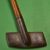 J. Gouick “Dundee Patent” Perfect crossline centre shafted putter c.1904 the rectangular head with a