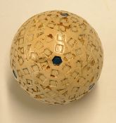The Harlequin style square and triangular dimple golf ball c.1930 with 8x hexagonal coloured