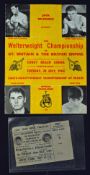1964 Welterweight Championship of Great Britain & The British Empire Boxing Programme and Ticket