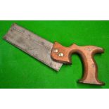 R Forgan St Andrews Tenon hand saw; stamped R Forgan c/w Prince of Wales Feathers to the wooden