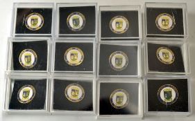 2000 St Andrews Open Golf Championship Enamel lapel badges: 12 in total all in individual boxes
