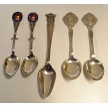 5x various silver and enamel golfing teaspoons c.1920/30’s – all with silver hallmarks to incl 2x