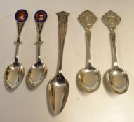 5x various silver and enamel golfing teaspoons c.1920/30’s – all with silver hallmarks to incl 2x
