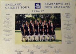 1996-97 Signed Cricket England Tour Team Photograph: In colour for the tour to Zimbabwe and New