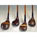 4x large socket head golf woods – to incl 3x brassies and driver - makers T Drummond Perfect