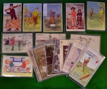 Collection of various humour, novelty, glamour and romantic theme golfing postcards from 1902