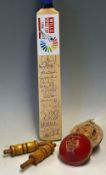 Autographed Miniature Cricket Bat 1996 Wills World Cup signed by the England team together with a