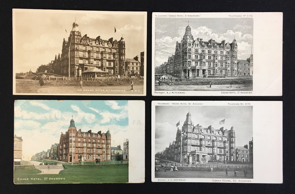 4x various St Andrews Grand Hotel and 18th Green Old Course golfing postcards from the early 1900