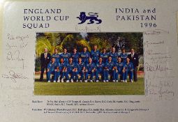 1996 Signed Cricket England World Cup Squad Team Photograph: In colour for the tour to India and