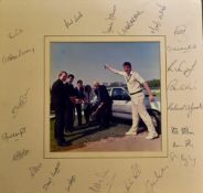 1980 Worcestershire Signed Cricket Print featuring Steve McEwan with signatures to surrounding mount