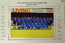 1998 Signed Cricket England Tour Team Photograph: In colour for the one day party tour to West