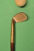 Fine and original Sunday golf walking stick – with brass rut niblick handle, c/w brass tip – overall