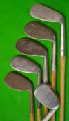 6x various irons mostly niblicks – 2x Tom Stewart niblicks one stamped Albert Whiting, Apex Brand