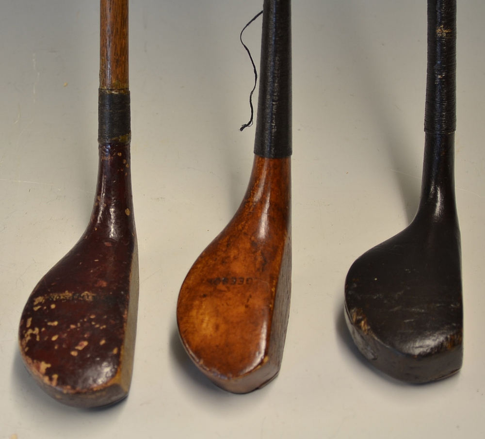 Collection of 3x various woods to incl 2x Geeson scare neck clubs incl brassie with full brass