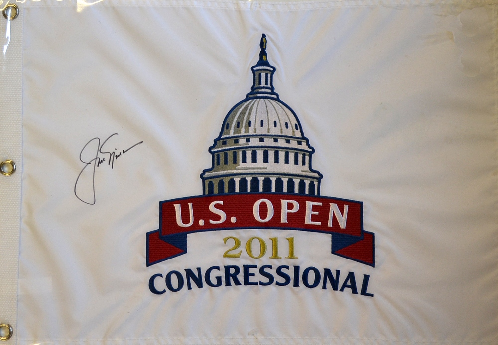 Jack Nicklaus signed 2011 U.S Open Golf Championship Pin Flag – played at the Congressional