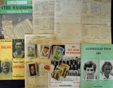 Selection of Early Cricket Cigarette Cards and Memorabilia to include 1946 Lancashire v India,