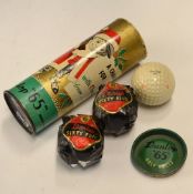 Early Christmas Dunlop 65 Tube with 3x Sixty Five diamond label wrapped balls – scarce collection