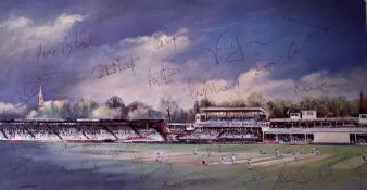 1998 Tim Munton Benefit Year Autograph Cricket Print At the County Ground Edgbaston signed by 22