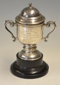 1929 Indian silver golfing trophy – engraved “Shillong Pujahs - The Statesman Cup-Assam Golf