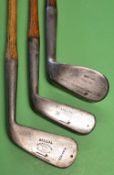 3x various Tom Stewart irons – to incl Robert Forgan Crown model “Push Iron” with the Stewart dot