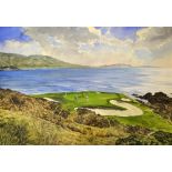 Reed, Kenneth FRSA “7TH HOLE PEBBLE BEACH GOLF CLUB MONTERAY PENINSULA USA” watercolour signed by