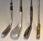 4x various putters – John Letters Sliver Swan alloy mallet head; “Arnold Palmer Personal” flanged