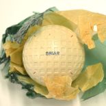 The Briar No. 1 square mesh dimple golf ball: stamped England and red no.1 to 8 corners - unused and