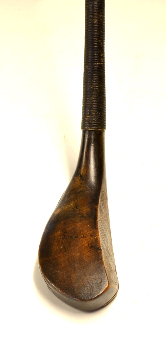 H Philp dark stained fruit wood short spoon c1840 – elegant hook faced with original horn sole