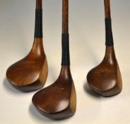 3x various St Andrews socket head woods - R Forgan St Andrews large head spoon, Auchterlonie large