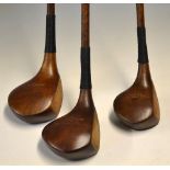 3x various St Andrews socket head woods - R Forgan St Andrews large head spoon, Auchterlonie large