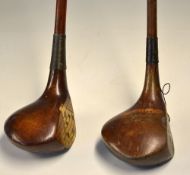 2x socket head spoons woods – Butchart striped top spoon and another named brown stained spoon
