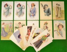 Collection of early 1900’s Glamour Golfing postcards (20): Maynard Brown Series; M Rieder Publ Los