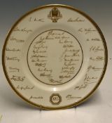 1953 The Ashes Commemorative Royal Worcester Cricket Plate featuring player signatures of both