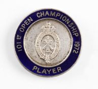 1972 Official Open Golf Championship players enamel badge-played at Muirfield and won by Lee Trevino