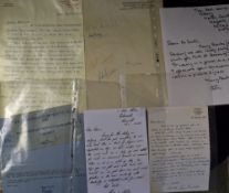 Cricket Related Hand Signed Personal Letters To Mr D Smith from Brian Bainbridge, Colin Johnson,