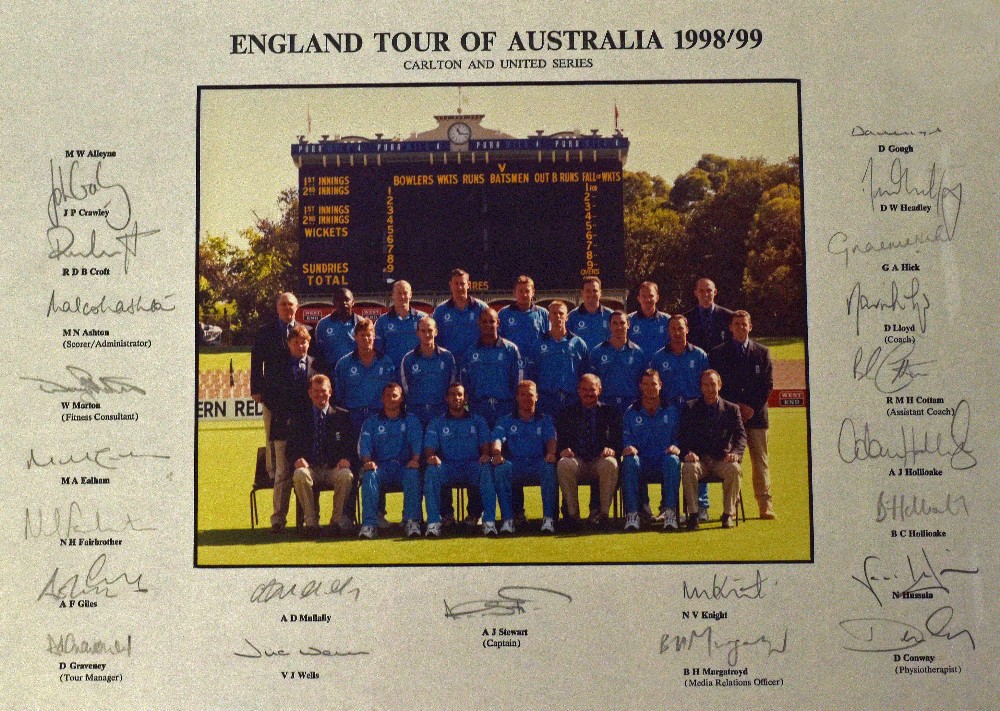 1998/99 Signed Cricket England Tour Team Photograph: In colour for the tour Australia Carlton and
