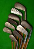 9x assorted irons and a wry neck putter (10) – mainly long irons, mid irons, mashies – Gibson Star