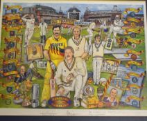 Signed ‘Classic Sporting Pictures’ Cricket Print signed to the border by G Gooch, I Botham, D