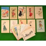 Collection of early 1900’s Greetings and Humour Golfing postcards (20): Valentines Series; Franz