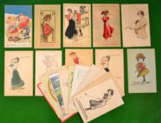 Collection of early 1900’s Greetings and Humour Golfing postcards (20): Valentines Series; Franz