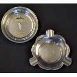 2x silver golfing cash and ashtray dishes – silver hallmarked cash dish embossed The Daily Telegraph