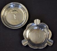 2x silver golfing cash and ashtray dishes – silver hallmarked cash dish embossed The Daily Telegraph